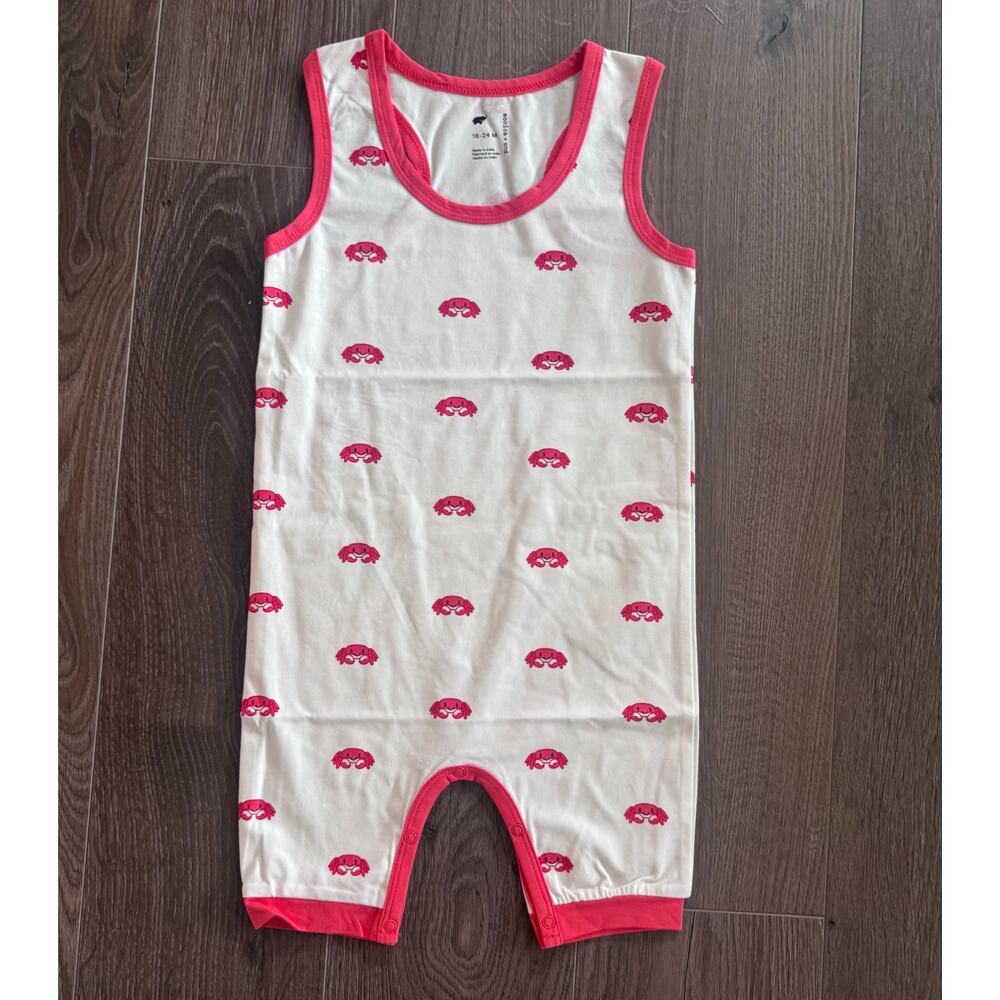 Crab Beachy Sleeveless Short Romper Shortall Organic Cotton Monica Andy 18-24 Mo